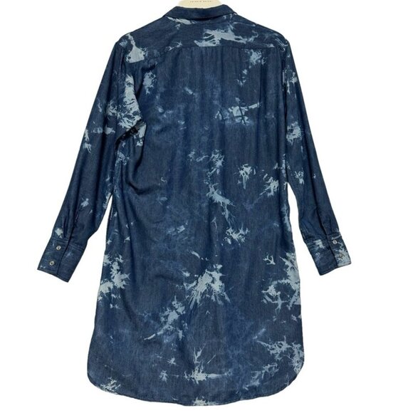 Karen Kane Blue Tie Dye Denim Shirt Dress Collared Button Front Womens Size S - Picture 5 of 12